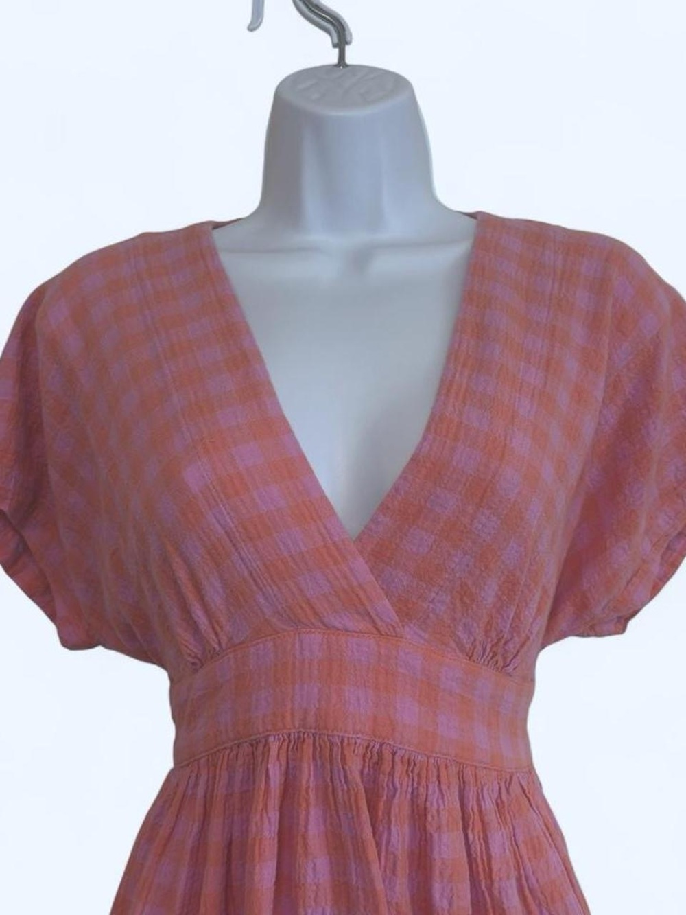 Hatch Maternity Pink & Orange Gingham Tie Back Maxi Dress S - Picture 2 of 3